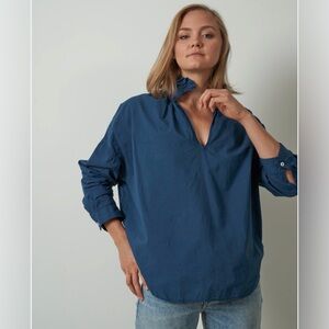 A Shirt Thing Penelope Cabo Blouse River Popover Ruffle Cotton Oversized $249org